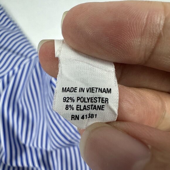 RLX Ralph Lauren Polo Shirt Mens Large Golf Blue‎ White Striped Logo Sleeve - Picture 8 of 8